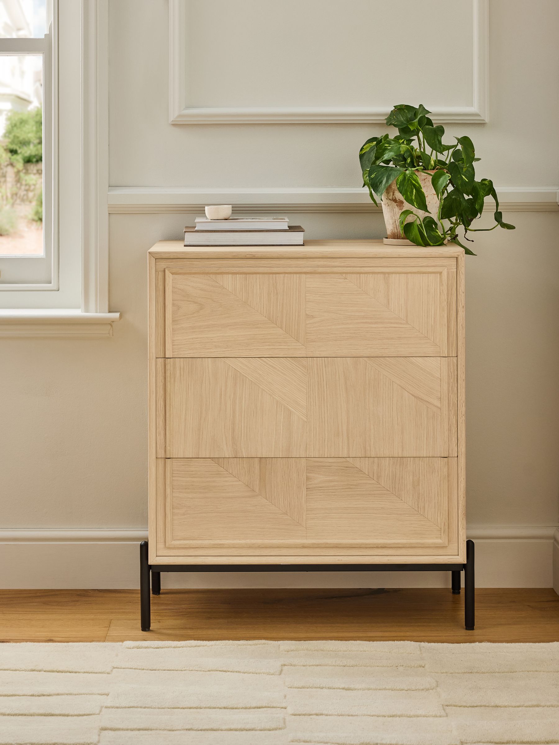 Whitewashed Oak Aden Wide Chest of Drawers