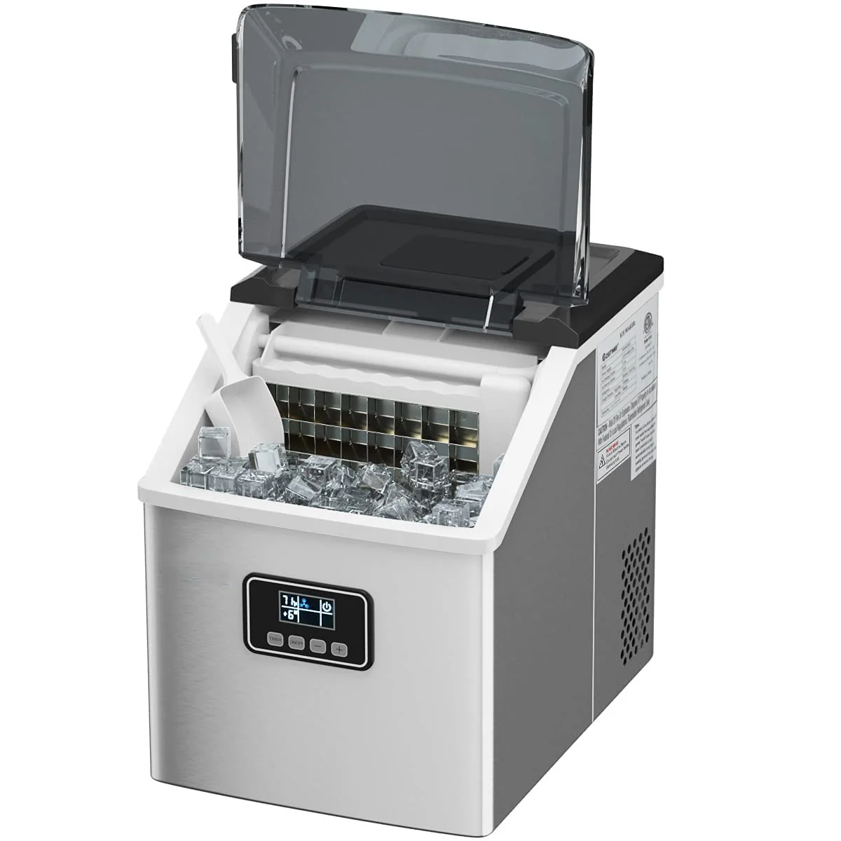 Countertop Ice Maker Machine, Stainless Steel, 48LBS/24H, Self-Clean Function