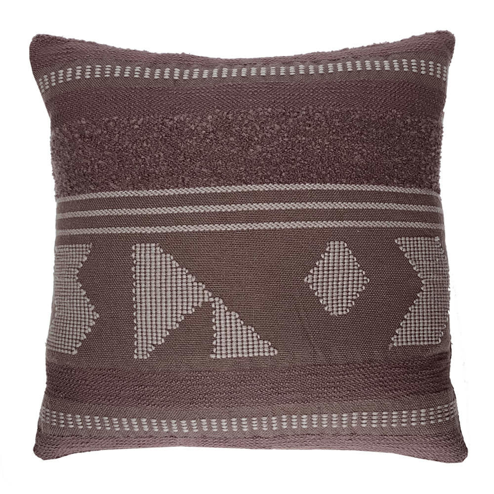 VUE SUR LA MER - Coussin marron artisanal carré 50x50