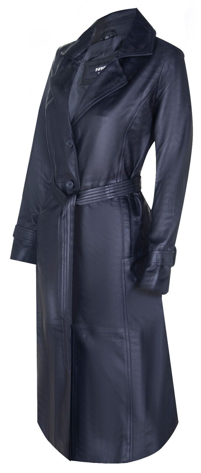 Infinity Leather Long Length Tie Belt Trench Coat-Ongar