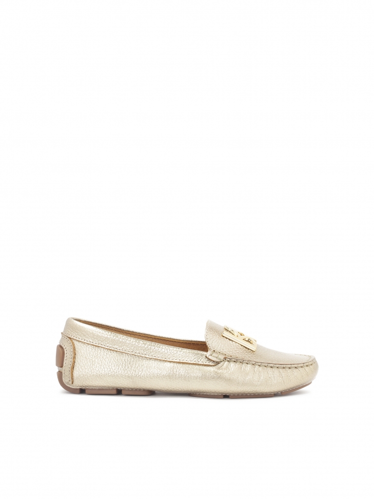 Gold moccasins on a comfortable sole