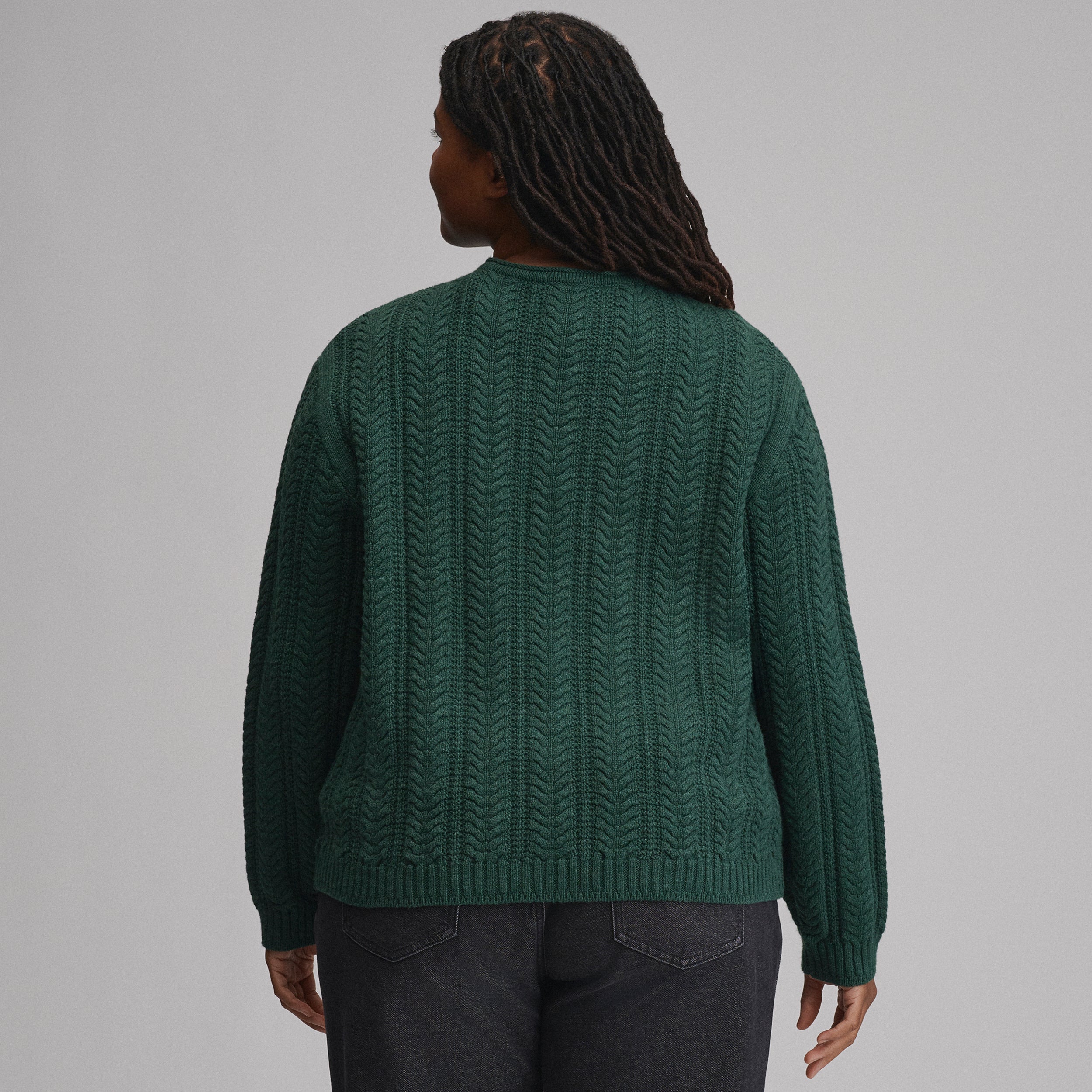 Women's Cotton Cable Crew Sweater