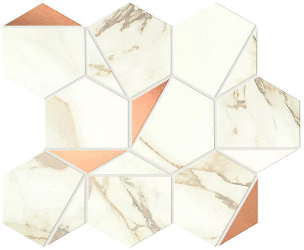Mosaïque effet Marbre Blanc Calacatta Supreme Hexa 29x25,1x0,85 cm Brillant Faventa - Mur intérieur (vendu par carton de 0,4367 m²