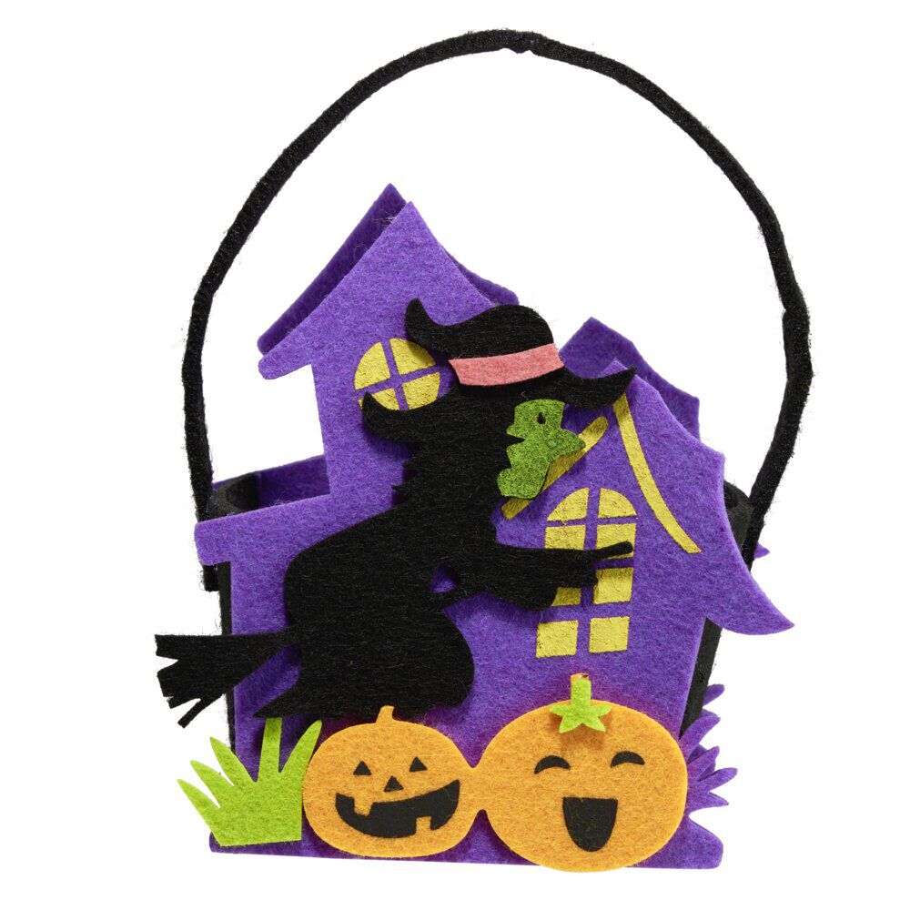 Seau à bonbons Halloween feutrine Ø24xH30cm (3 modèles)
