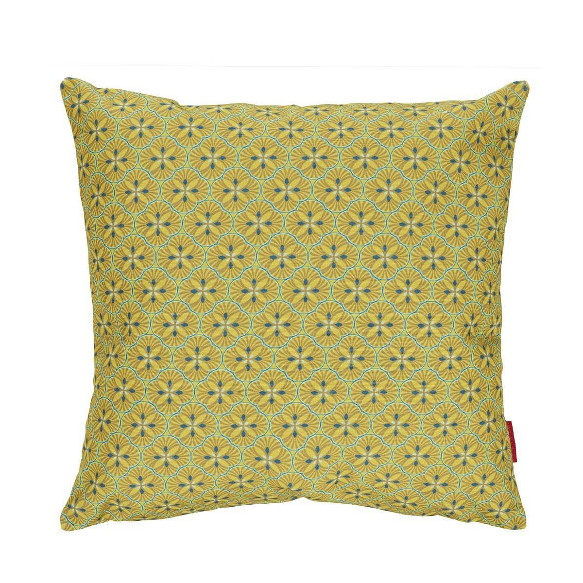 LOTUS - Housse de coussin extérieur graphique jaune 45x45cm