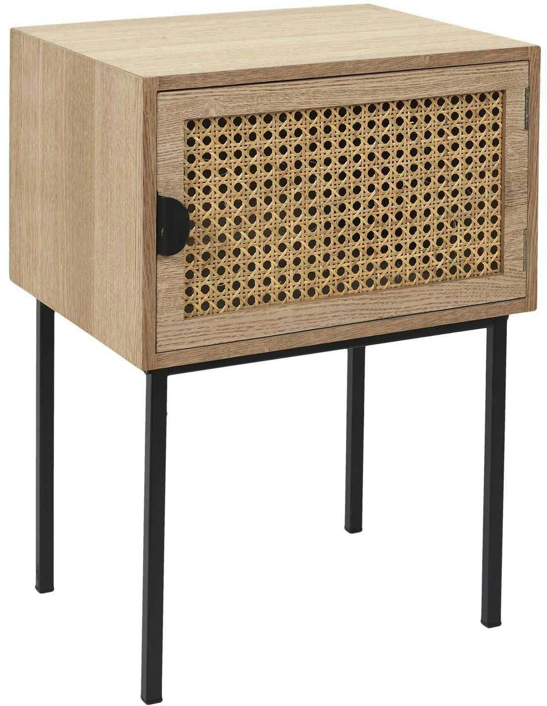 - Chevet en bois 1 porte cannage naturel