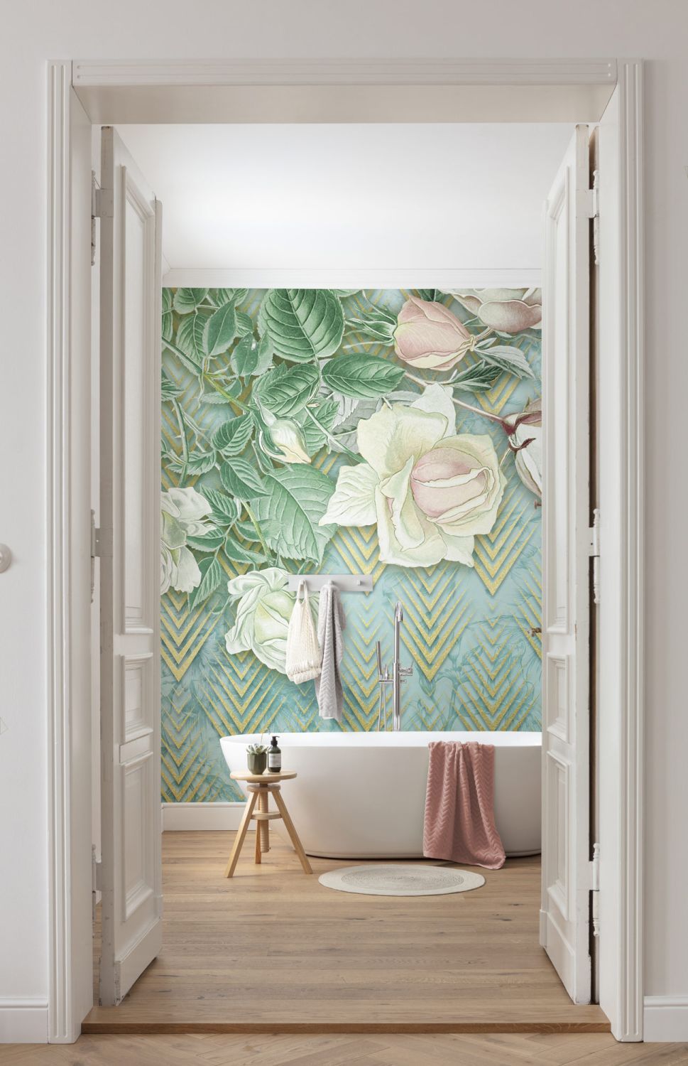 Sanders & Sanders fotobehang bloemen blauw en groen - 200 x 250 cm - 612721