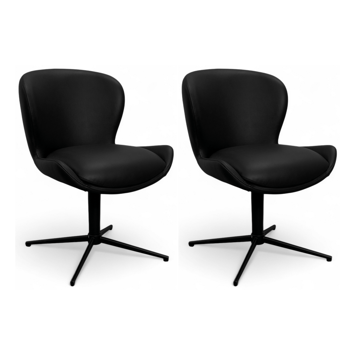 Furnhouse eetkamerstoel Nicklas - Zwart - Leer - Set van 2