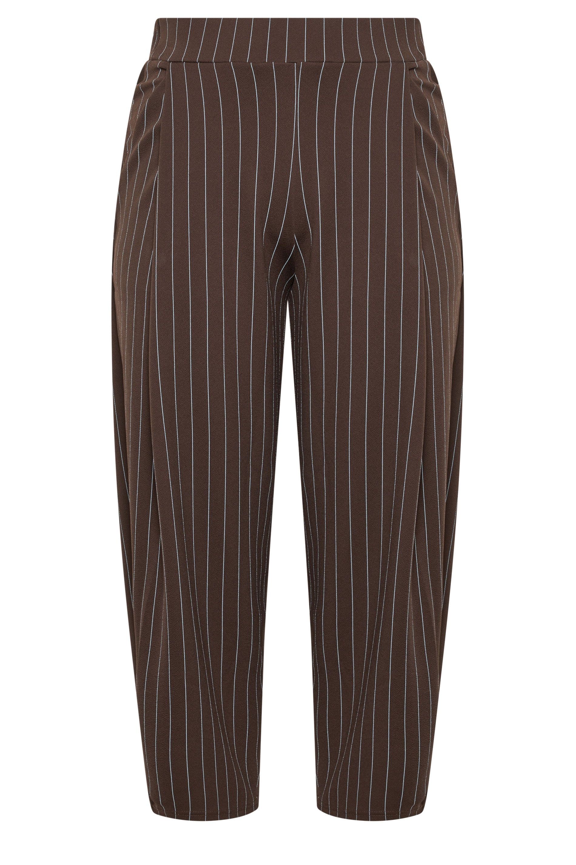 Yours Pinstripe Barrel Leg Trousers