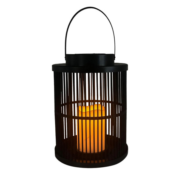 Lampa solarna latarenka 25 cm LED ciepła barwa czarna akumulator IP44 Polux