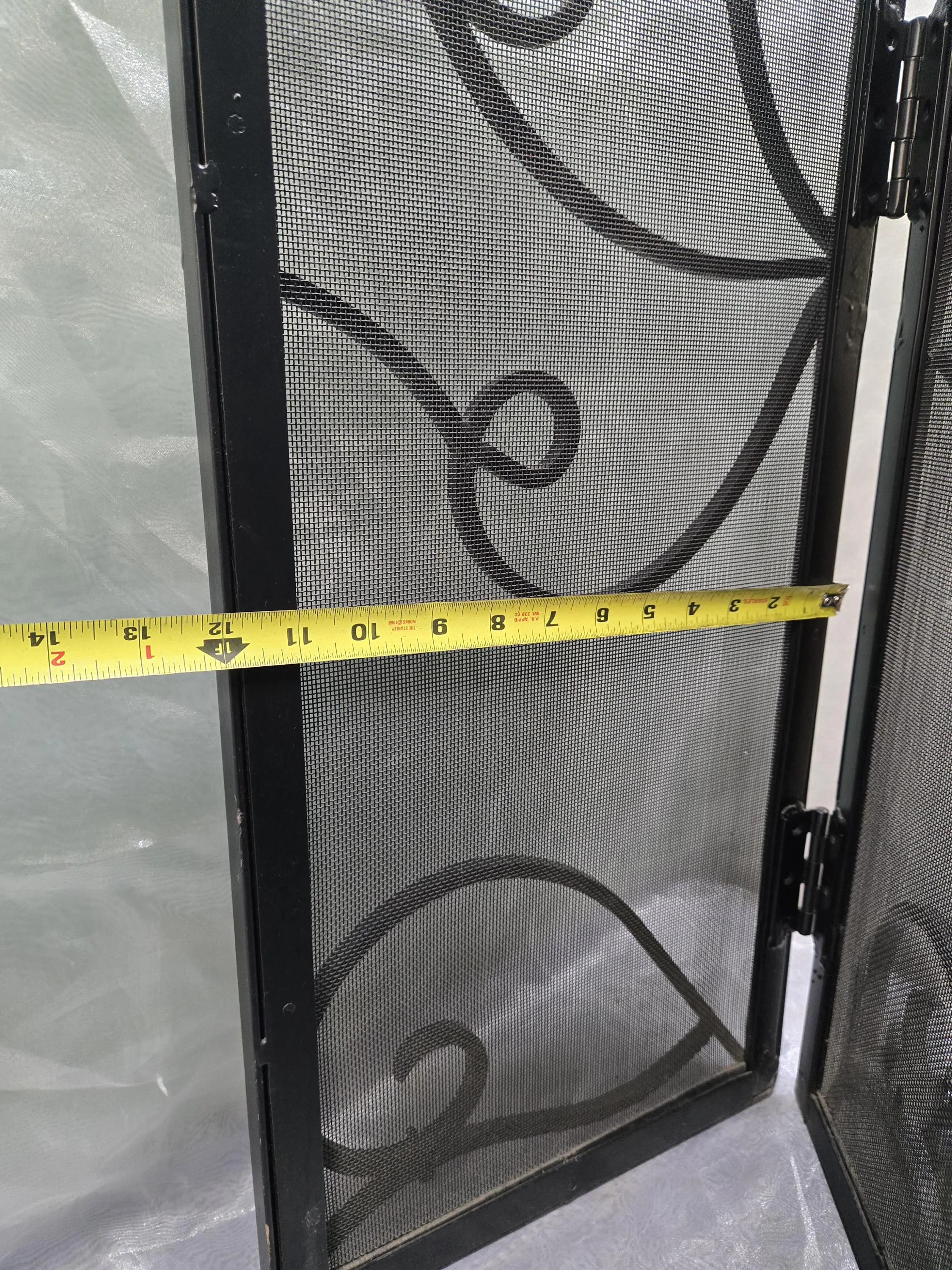 Metal Fireplace Screen with Scrolled Designs and Double Sides