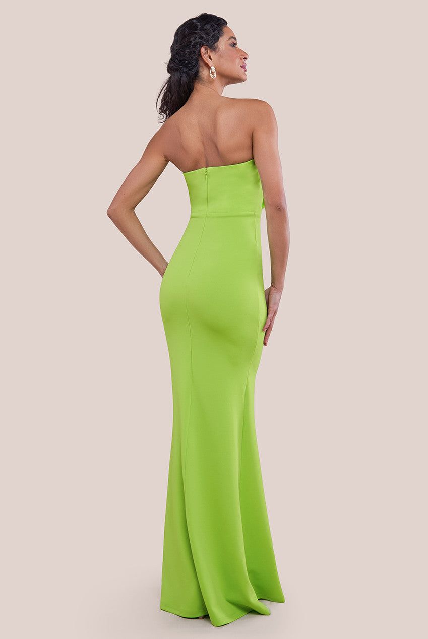 Goddiva Scuba Crepe Bandeau Rose Maxi Dress