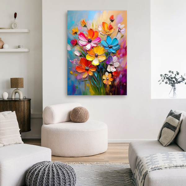 Feeby Obraz na płótnie, Abstrakcja Kolorowe Kwiaty 40x60