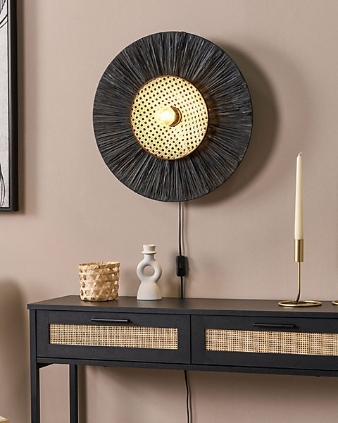 Lampe muraleencorde en papier noir YAAPI