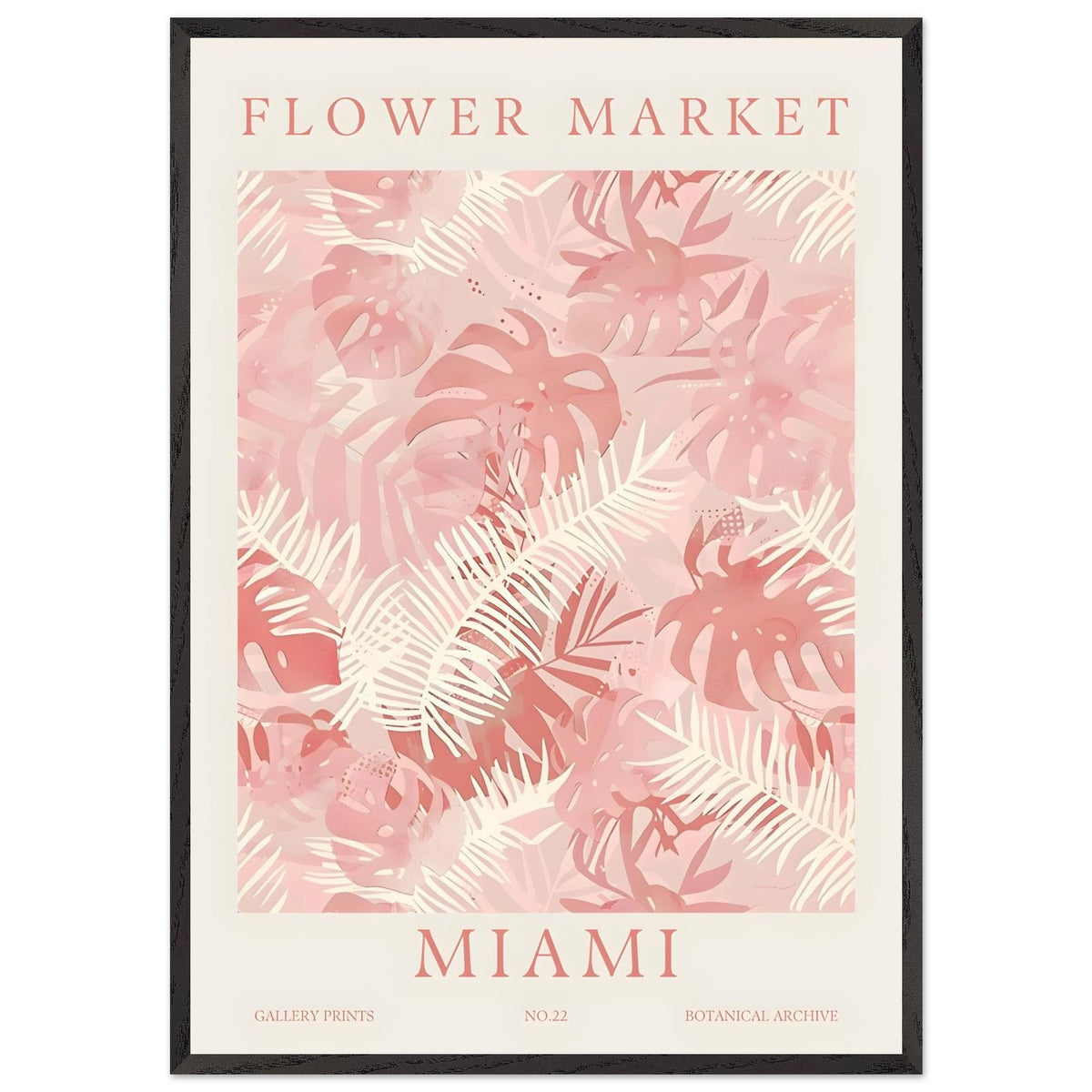 Artfulprints Poster met Lijst Flower market - Miami  - 70x100 cm - Roze