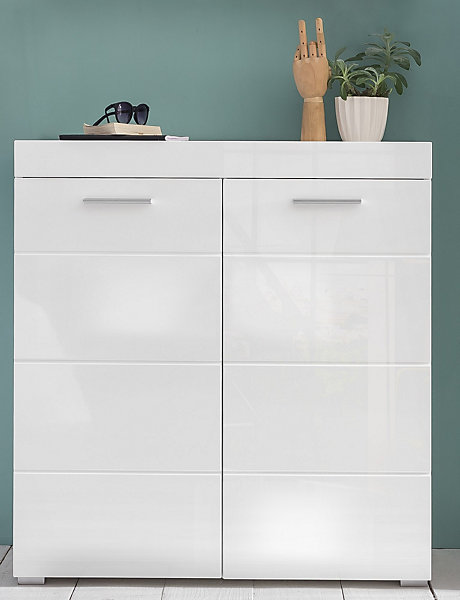 Meuble d'entrée - Meuble à chaussures. Mélaminé blanc : L - H - P : 91 - 97 - 38 cm
