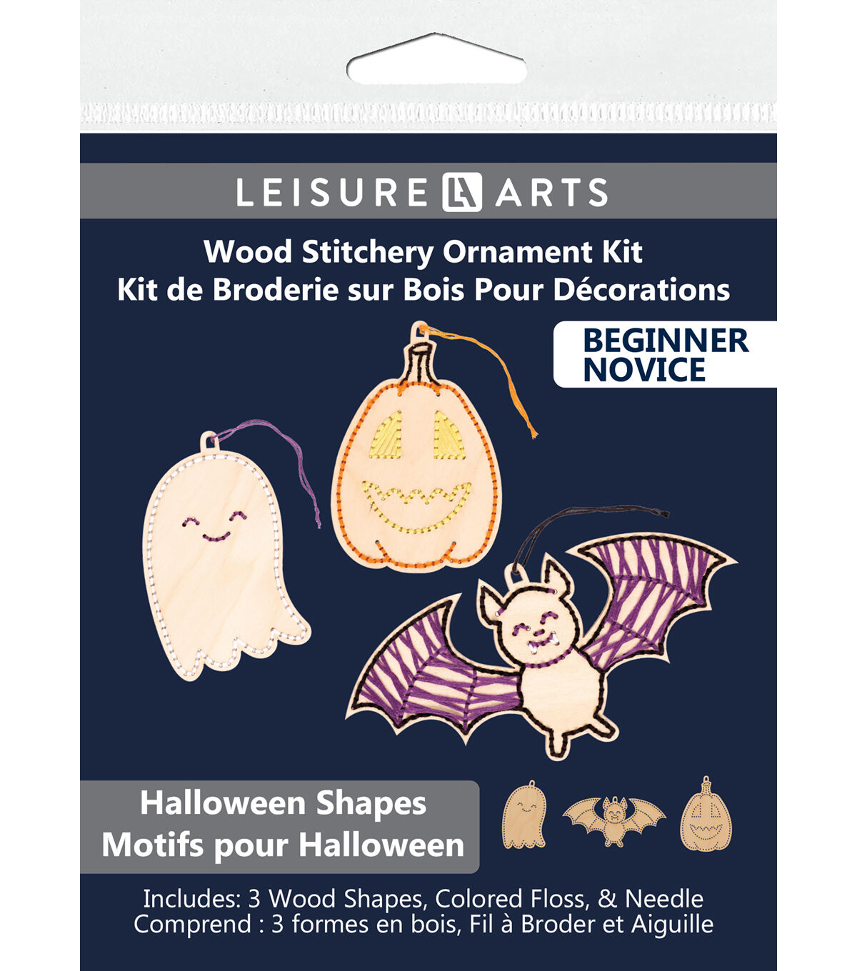 Leisure Arts 4 Halloween Wood Stitching Ornament Kit 3pc