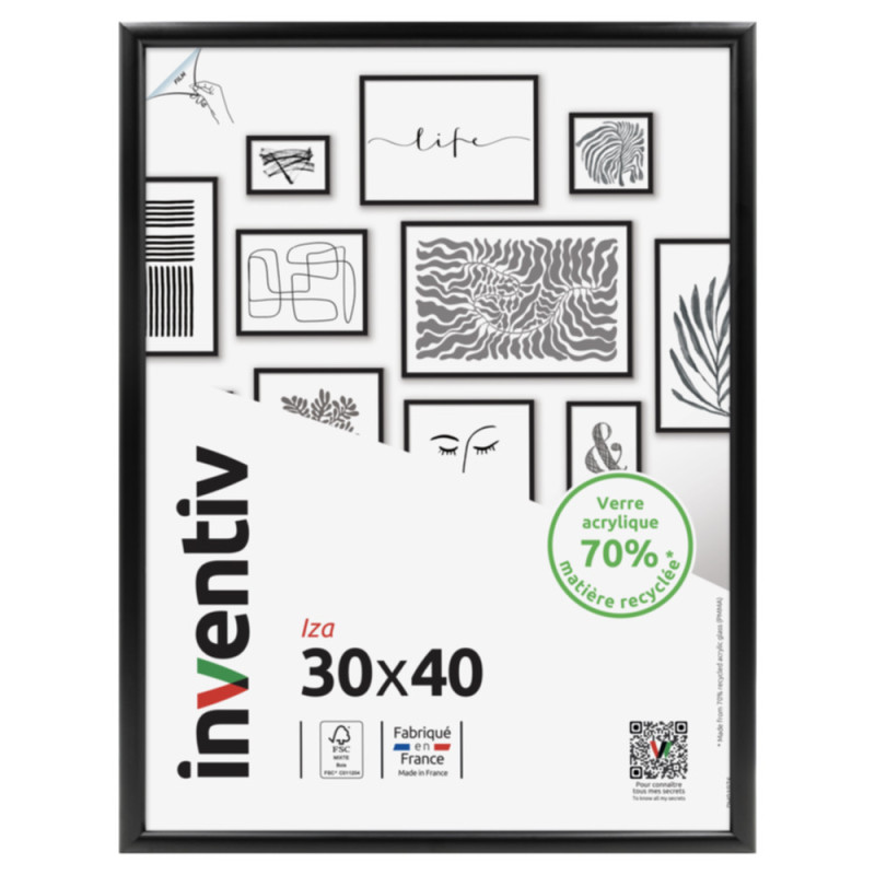 Cadre Iza noir 30 x 40 cm INVENTIV