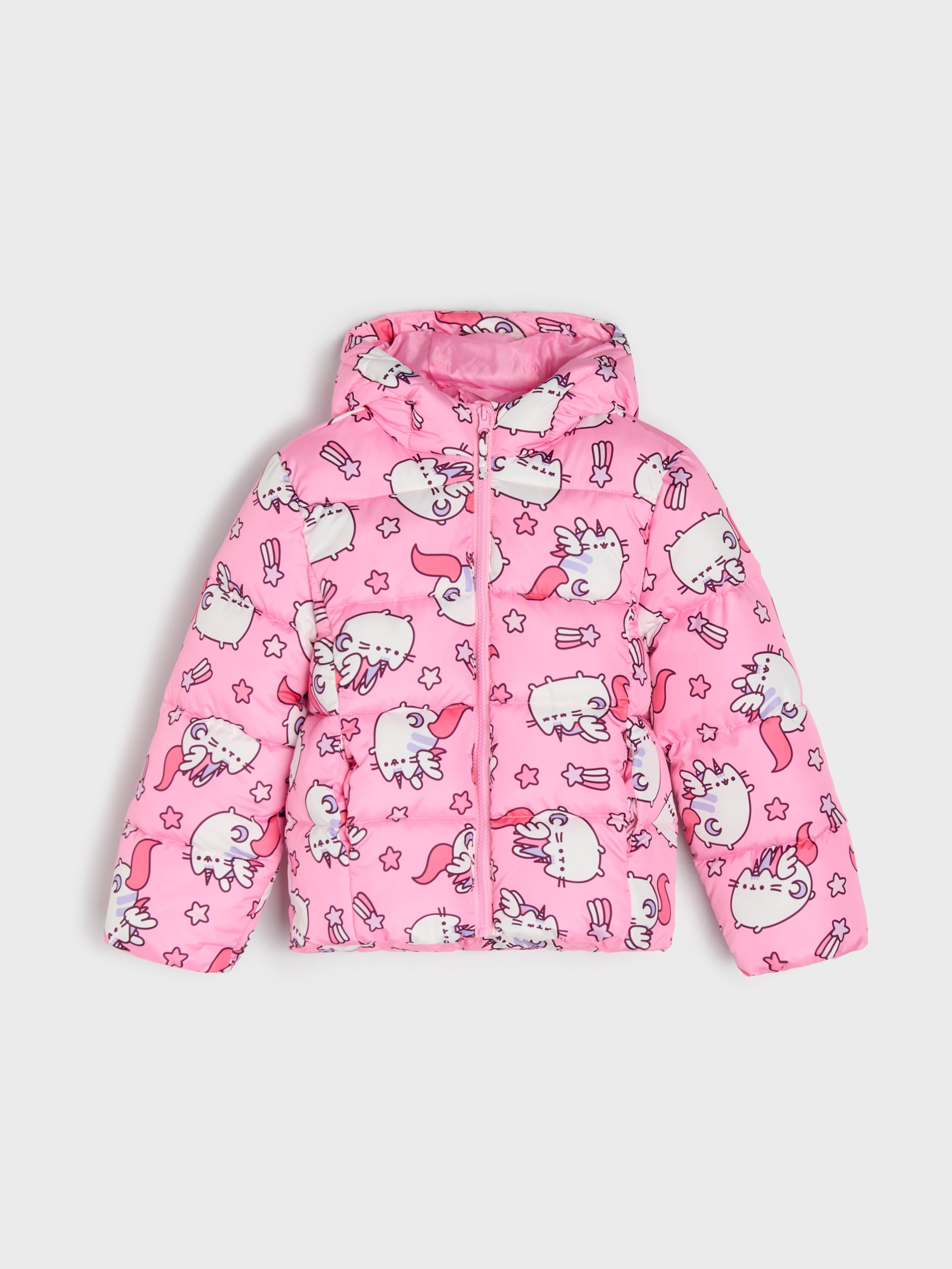Pikowana kurtka z kapturem i nadrukiem allover Pusheen The Cat