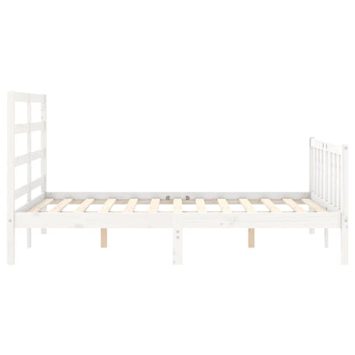 NNEVL Bed Frame with Headboard White 137x187 cm Double Solid Wood