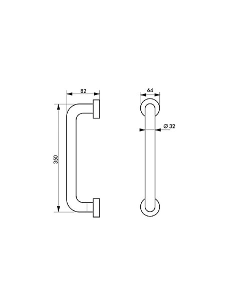 Barre droite de maintien, inox 304, longueur 350mm, diamètre 32mm, finition inox poli - THIRARD