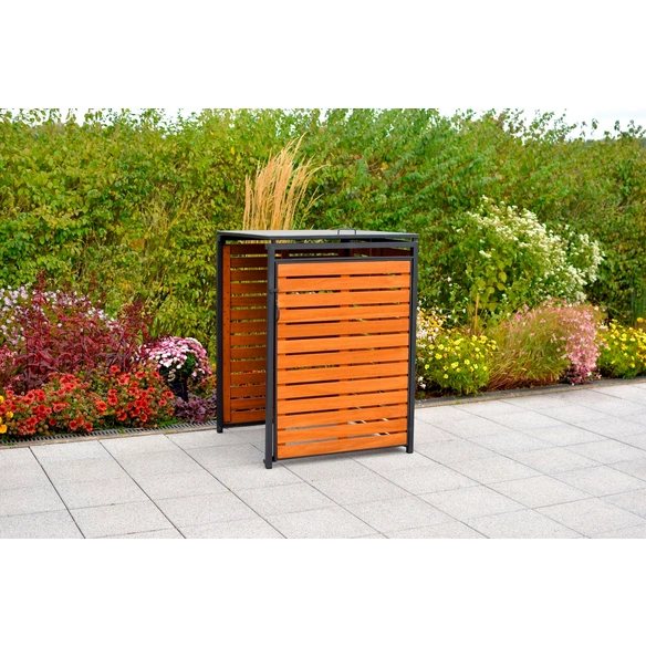 Mülltonnenbox, BxHxT: 64 x 109 x 64 cm, Aluminium/Eukalyptus