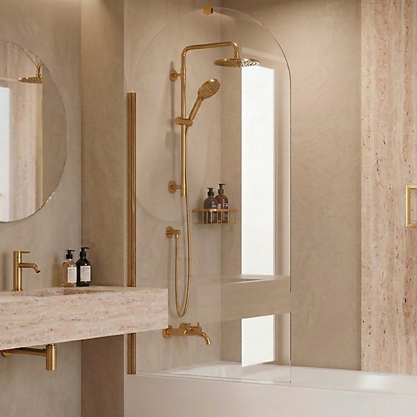 Pare-baignoire - 80 x 140 cm - Or brosse - LIVIA