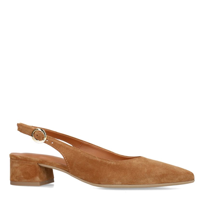 No Stress Cognac suède slingbacks