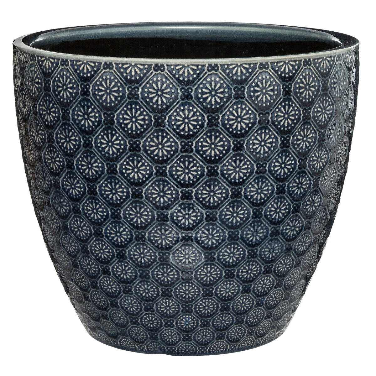 Vaso azul flor em cerâmica 23cm