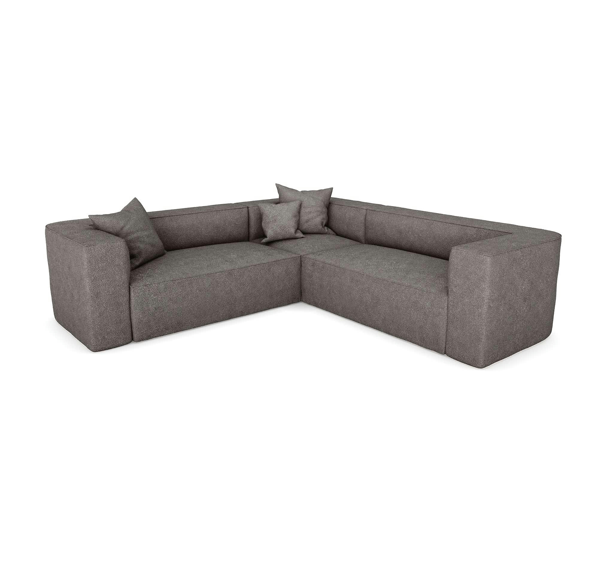 ALMA - Canapé d'angle symétrique tissu bouclette gris graphite