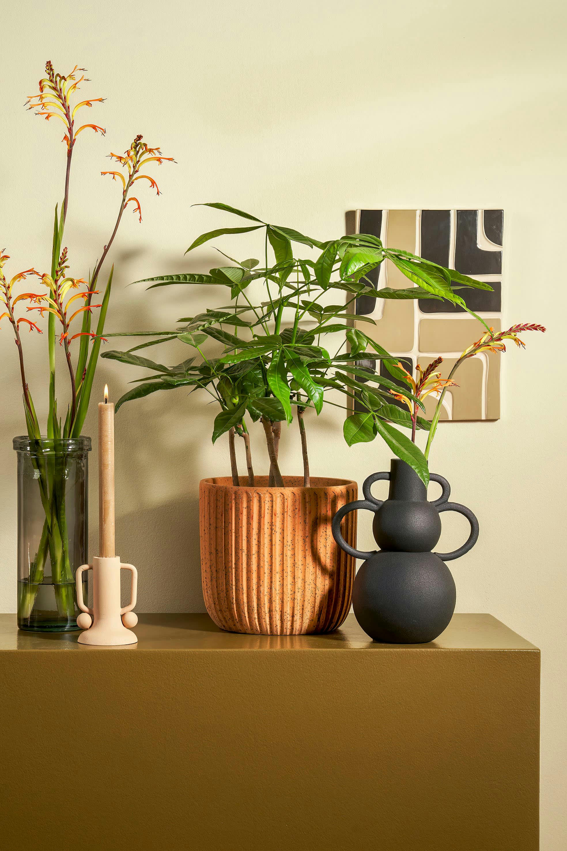 ULA - Bougeoir en métal beige H12