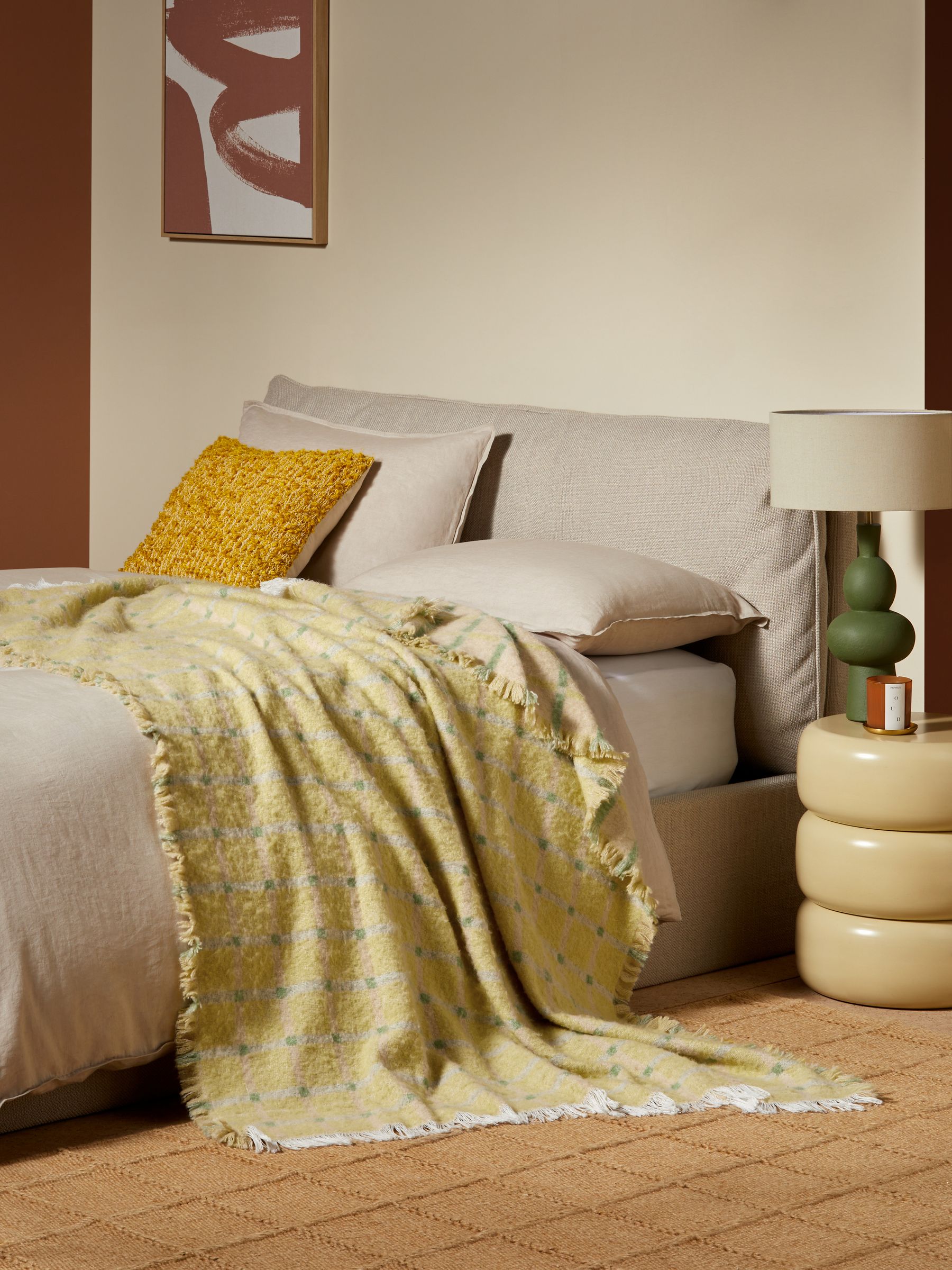 Cale Check Brushed Throw in Yellow