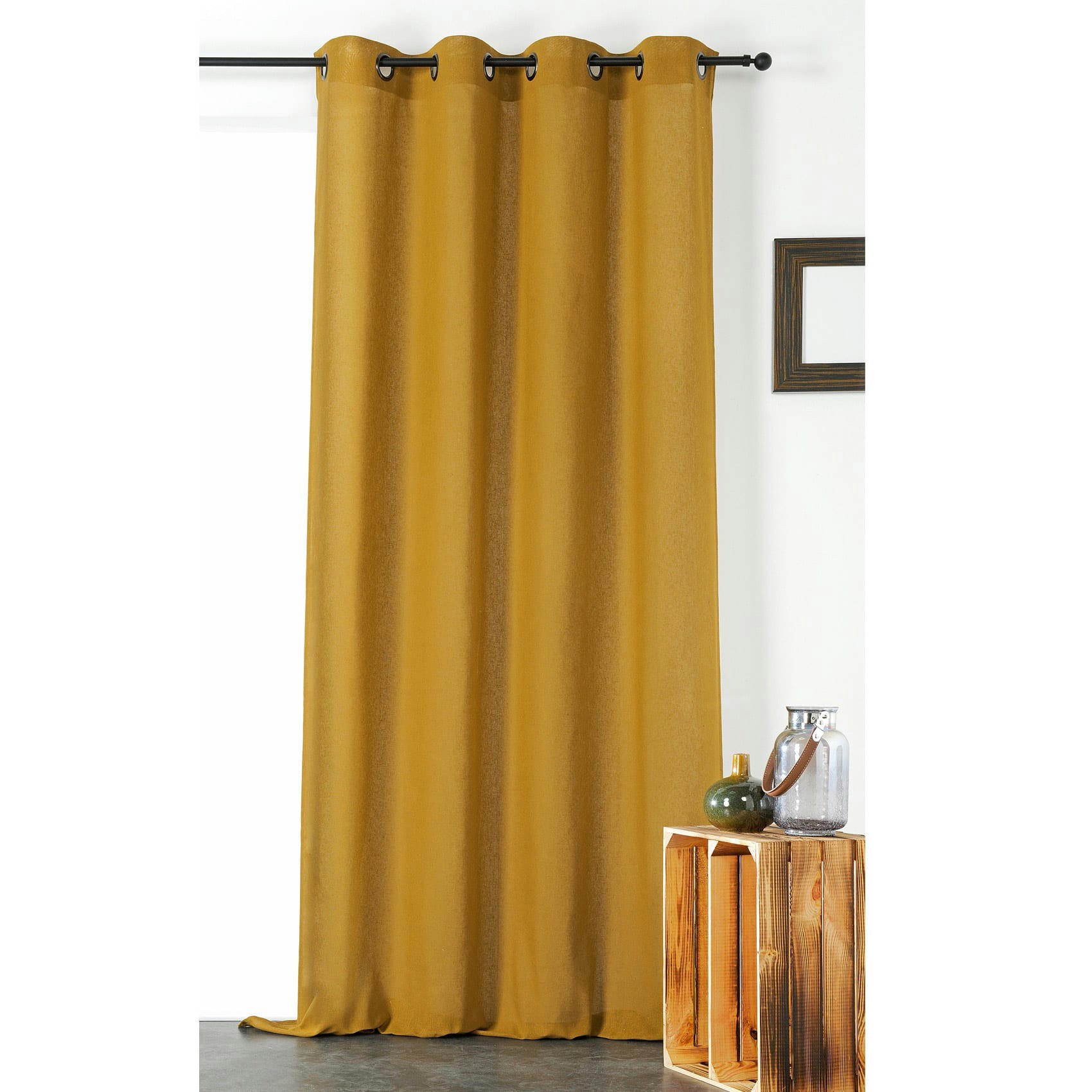 - Voilage uni melisse coton jaune 140x240 cm