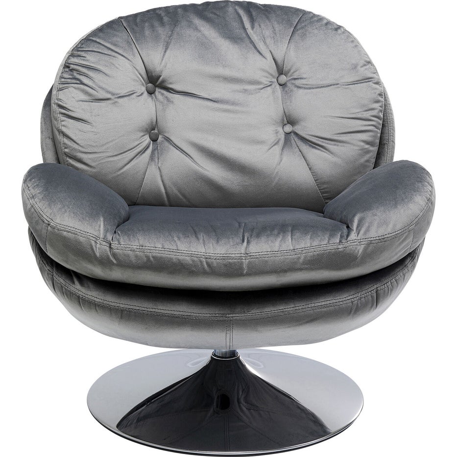 Kare Design Cosy Draaibare Fauteuil - Velvet Grijs