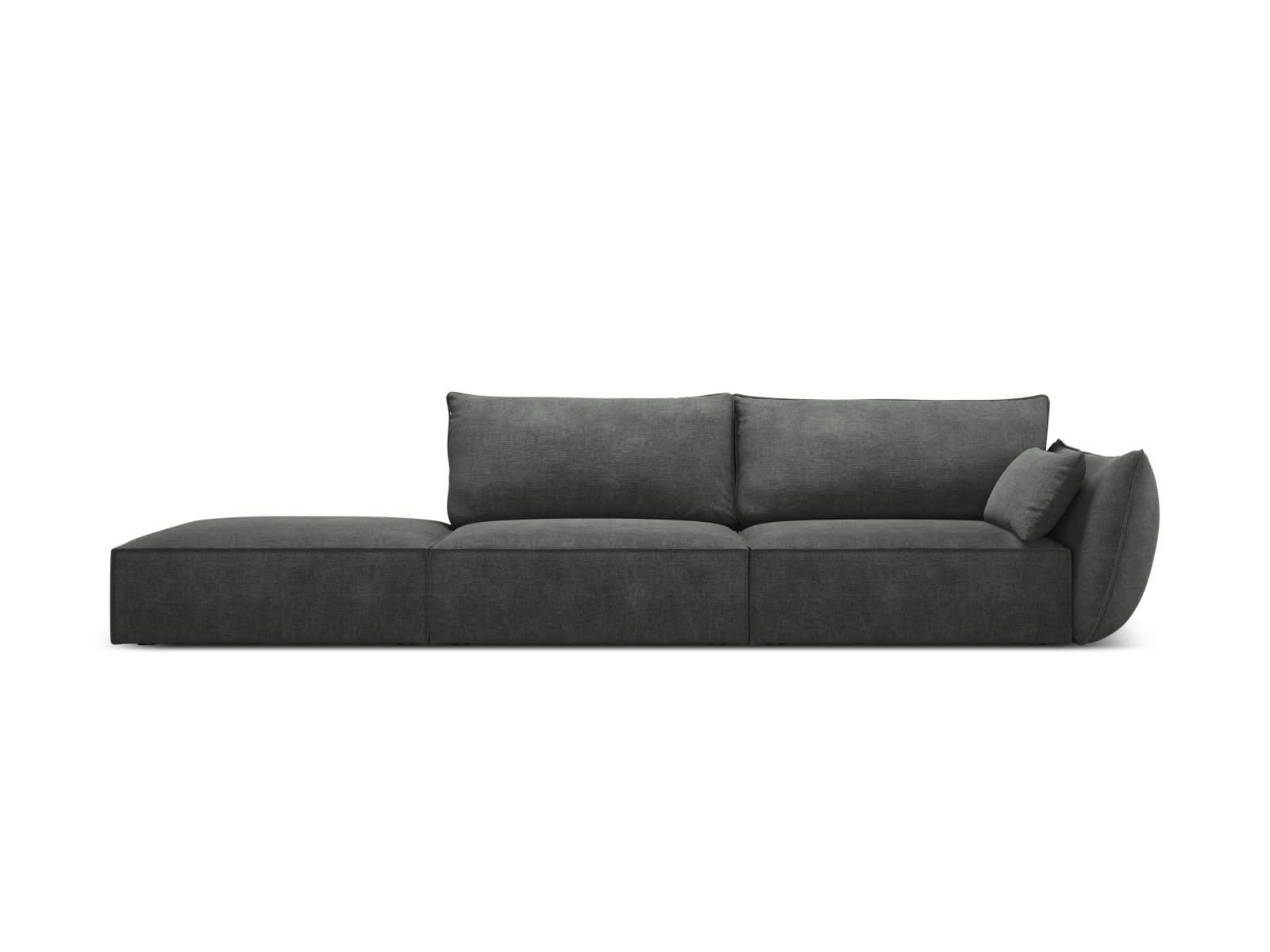 KAELLE - Canapé gauche 4 places en tissu chenille gris foncé