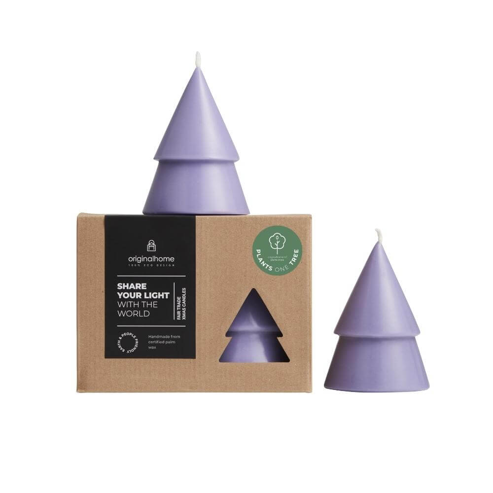 Originalhome dennenboom kaars - violet - M - set van 2
