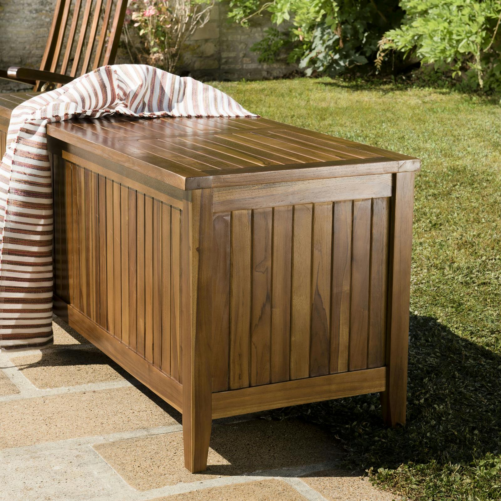 Coffre de jardin en teck massif 165 cm MACAO