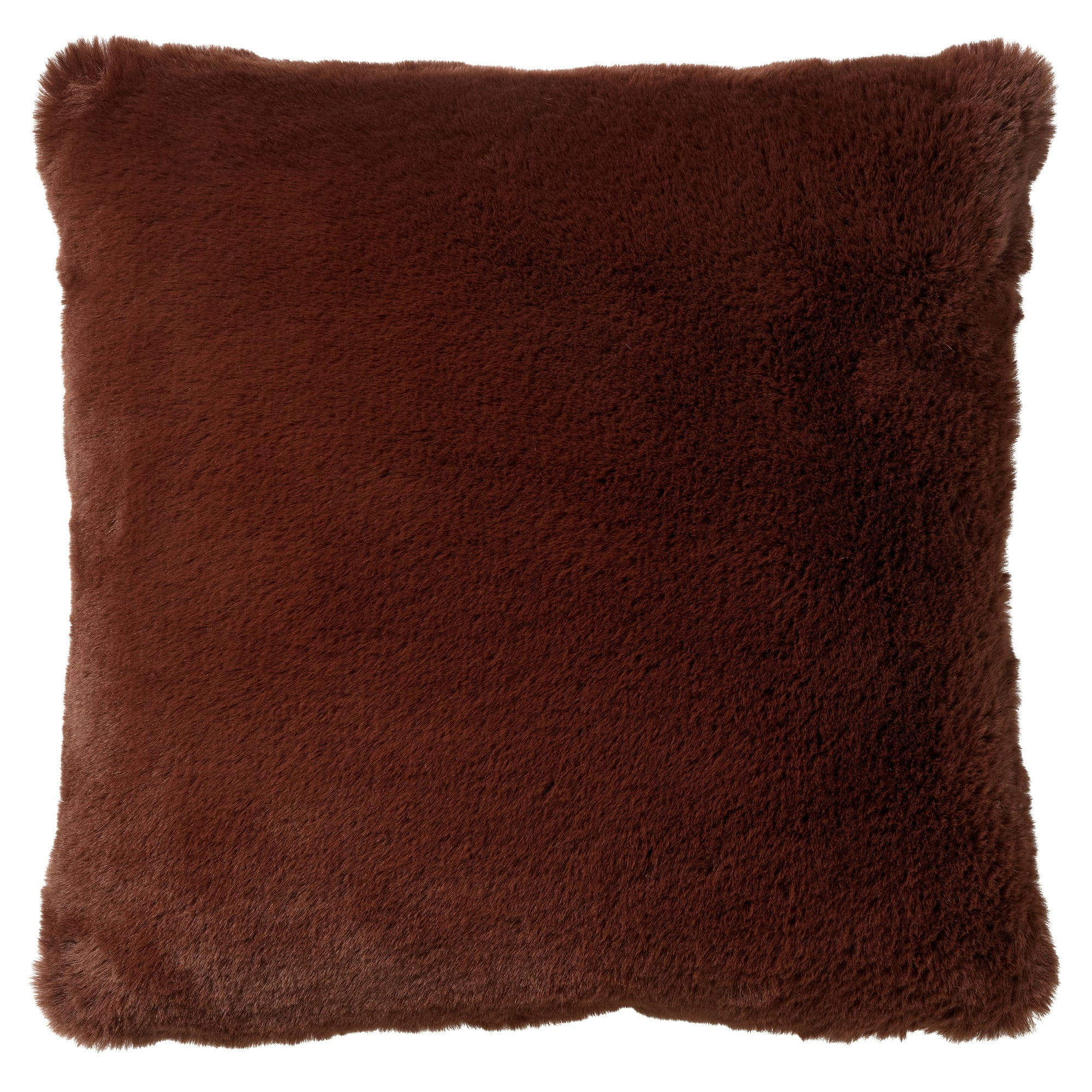 ZAYA - Coussin - marron fausse fourrure 45x45 cm uni