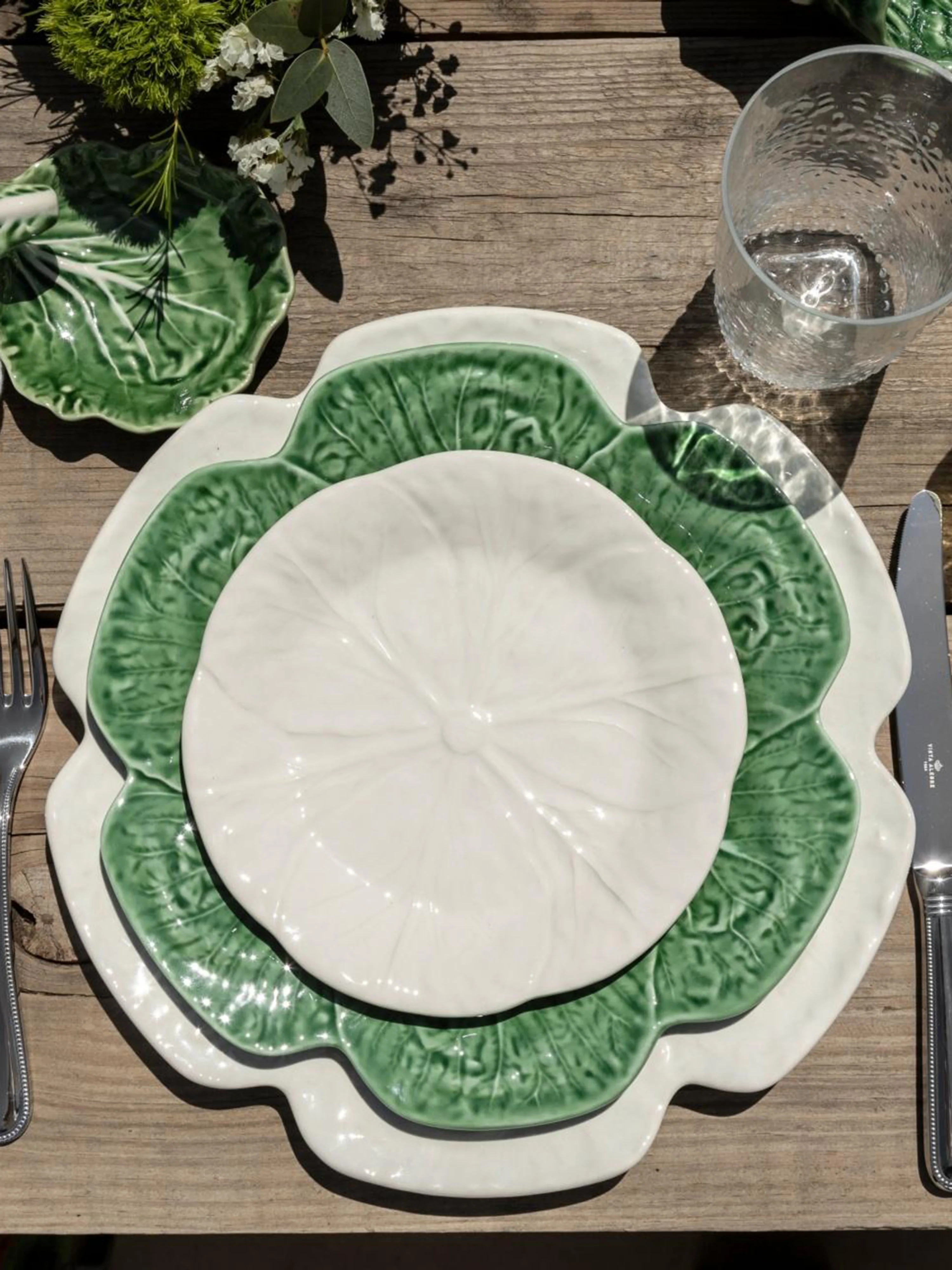 Handbemalte Speiseteller Cabbage, 4er-Set