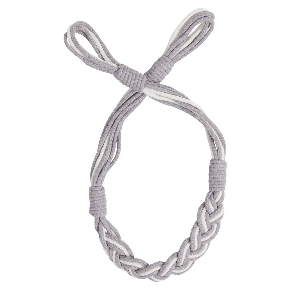 Embrasse corde tressée plate coton blanc gris