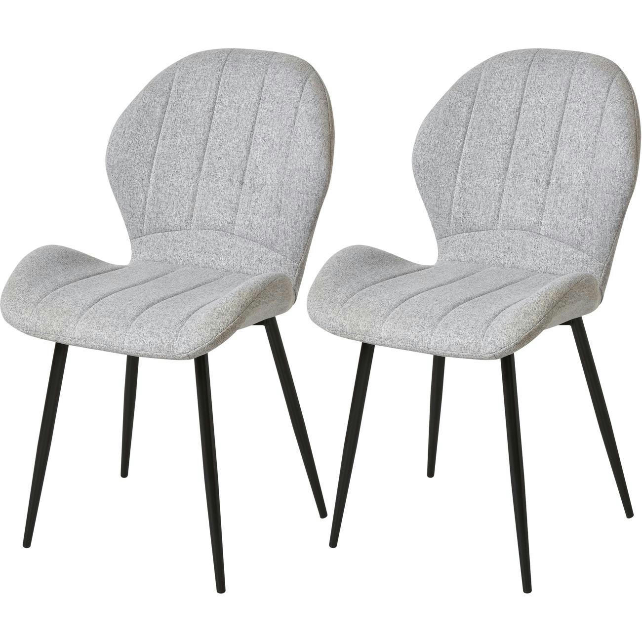 POLO - Lot de 2 - Chaise assise tissu gris clair pieds metal noir