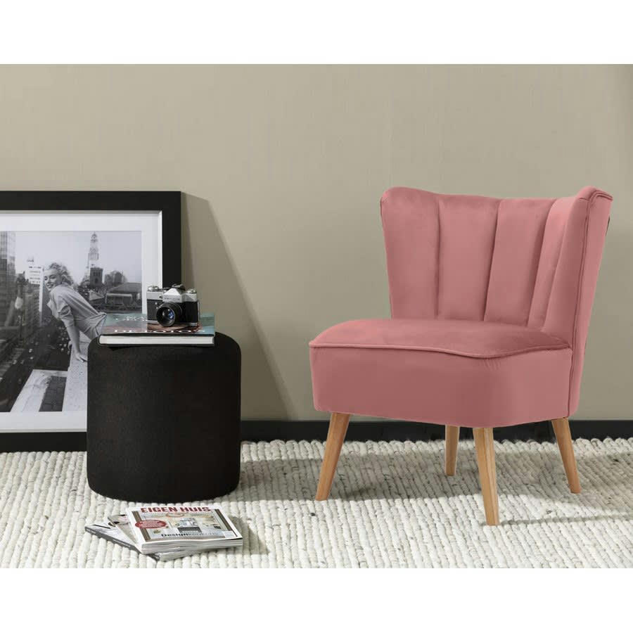 VELVET - Fauteuil design vintage en tissu rose