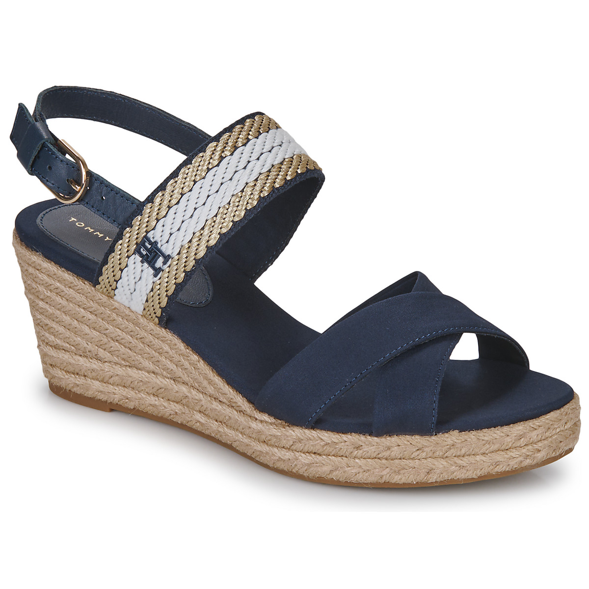Tommy Hilfiger - GOLDEN WEBBING MID WEDGE - Marine