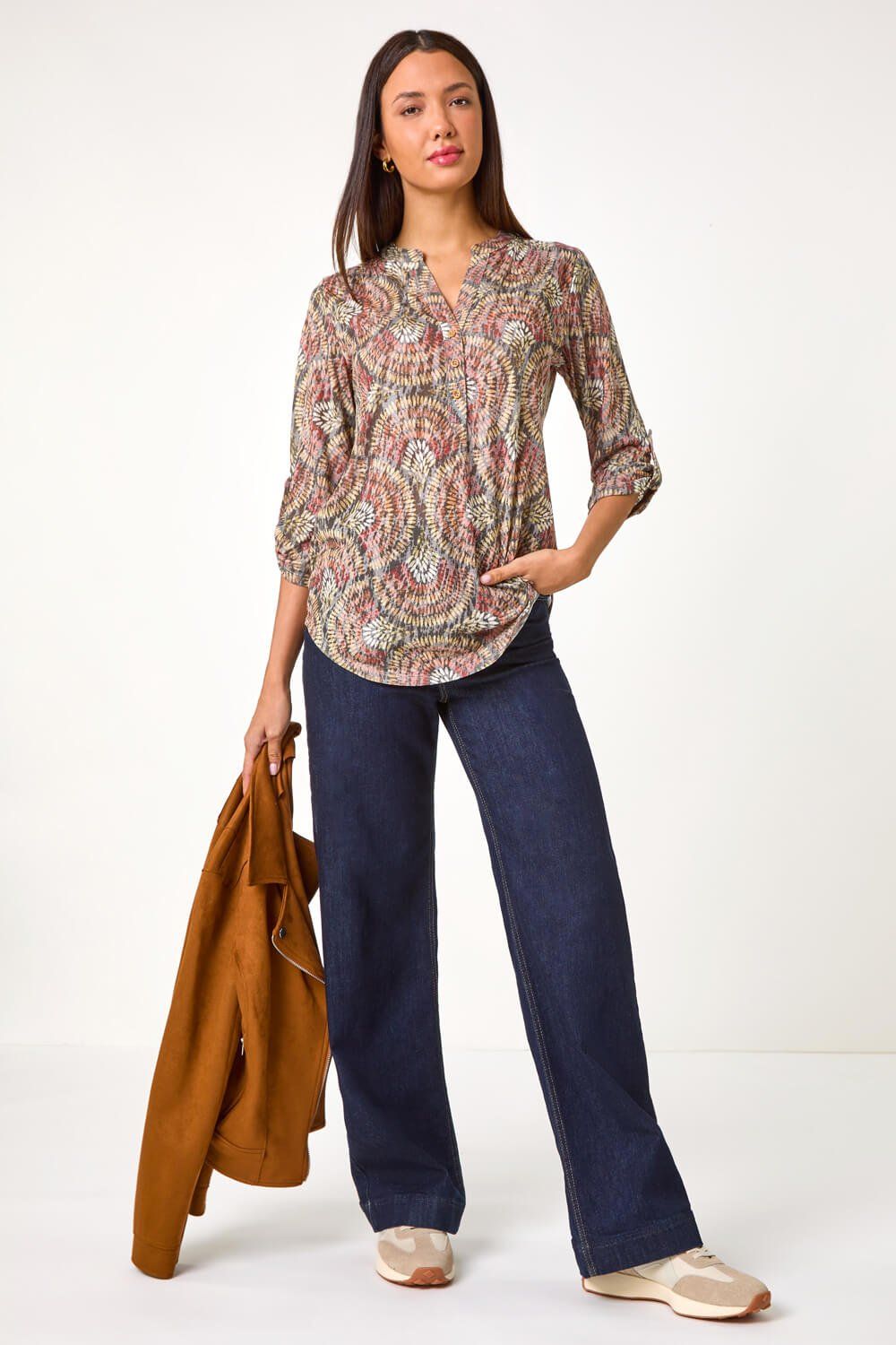 Roman Abstract Circle Print Shirt