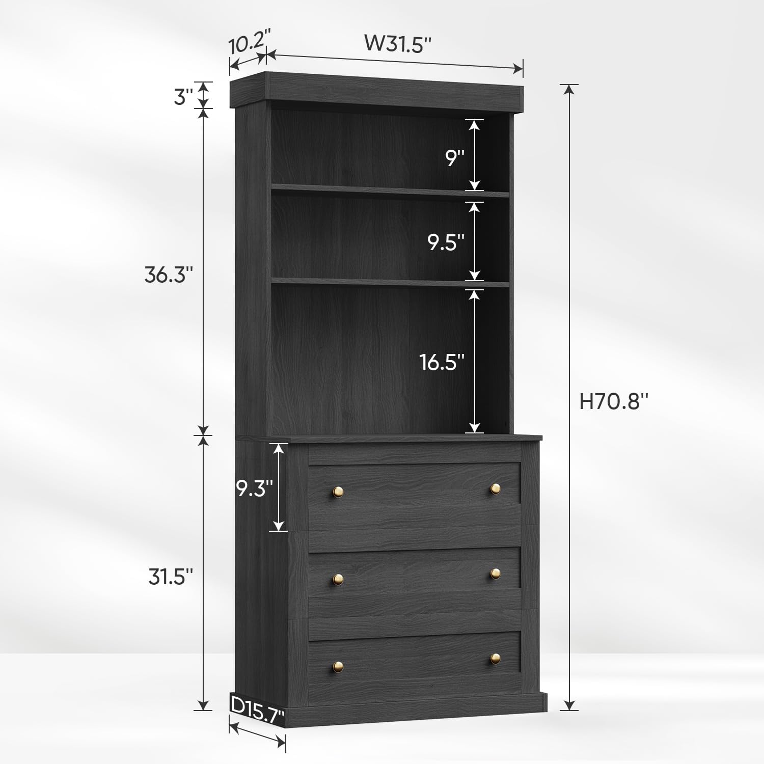 71 Tall Farmhouse Kitchen Pantry, Large Storage Cabinet with Drawers, Freestanding Coffee Bar Hutch with Microwave Stand, Adjustable Shelves for Kitchen, Living Room, Black 4 Pcs
