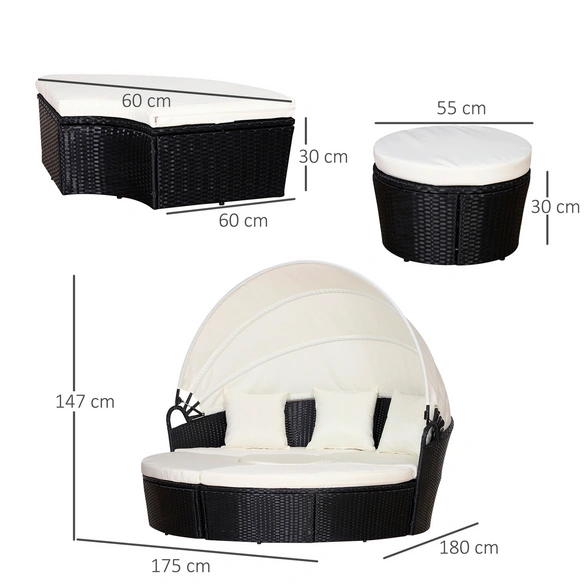 Gartenliegen-Set, Metall, inkl. Auflagen, BxHxT: 180 x 147 x 175 cm