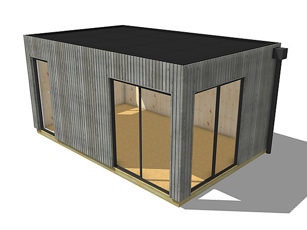 Annexe de jardin bois en bois 5,5 x 3,5 x 2,7 m avec plancher isolé