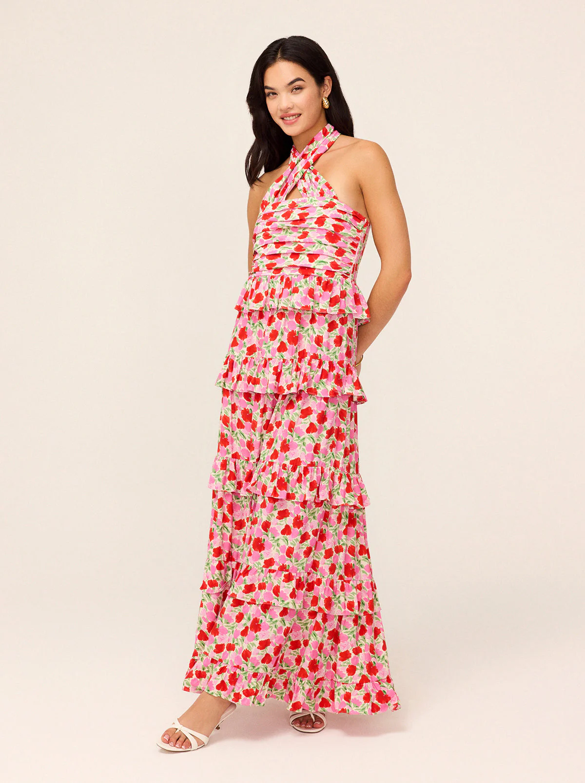 Romily Pink Floral Print Maxi Dress