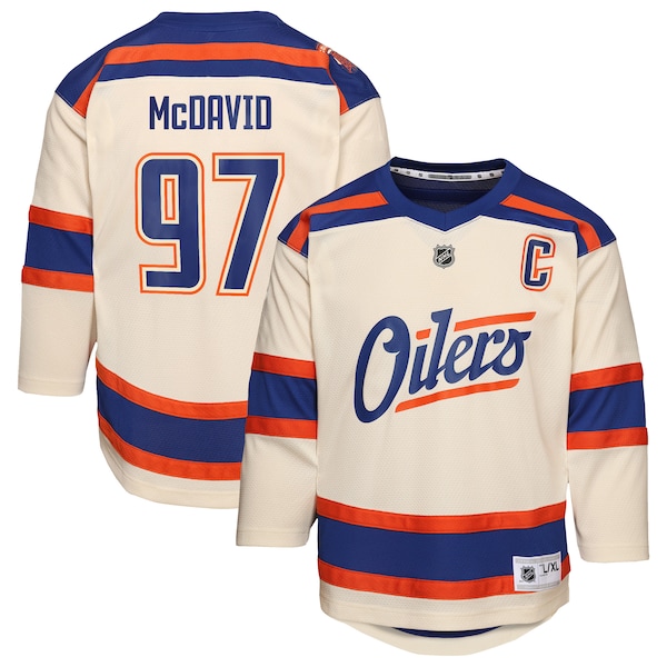 Connor McDavid Edmonton Oilers Youth Alternate Replica Player Jersey - Light Beige/Royal