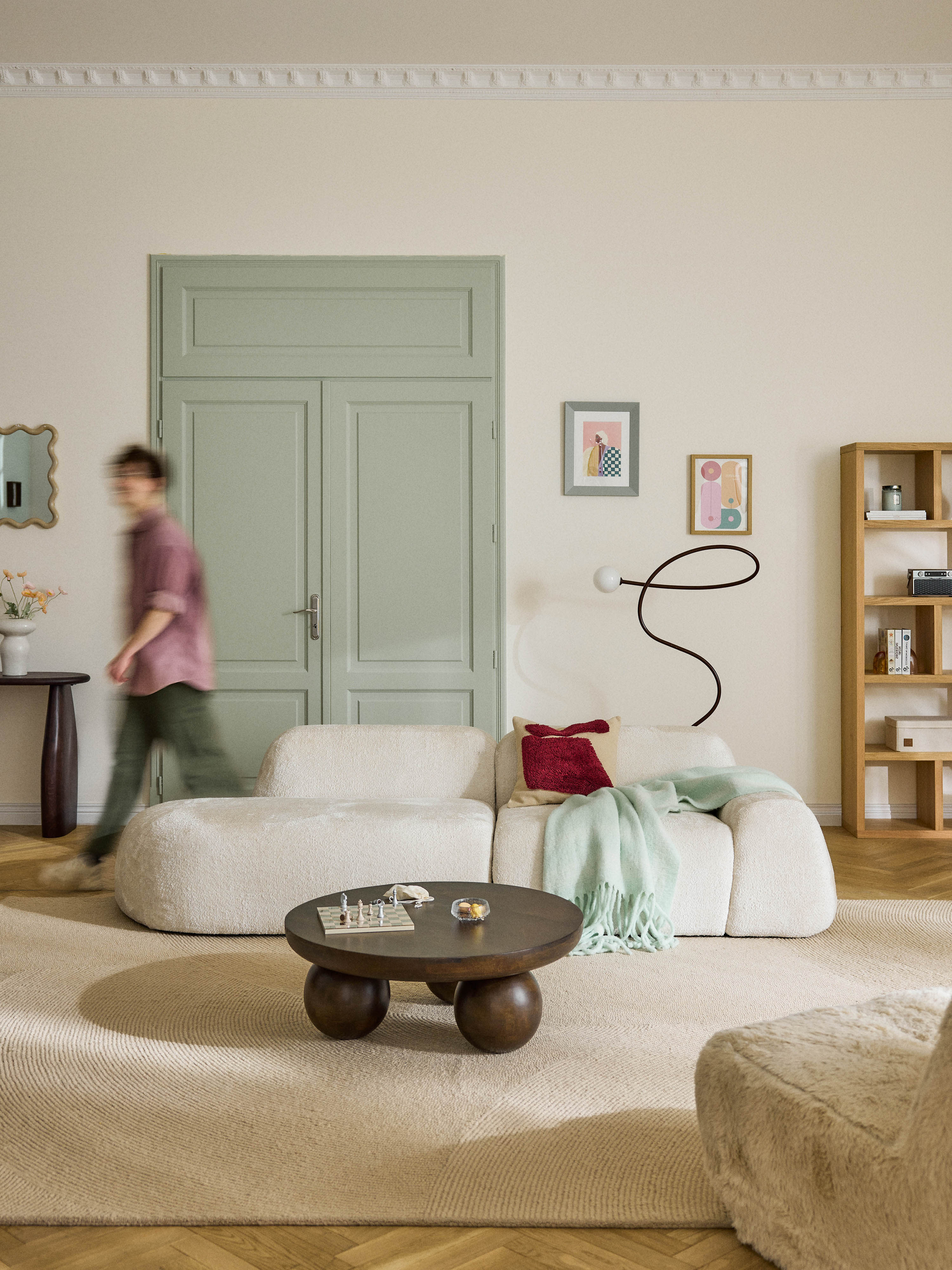 Modulare Chaise Wolke (3-Sitzer) aus Teddy-Bouclé